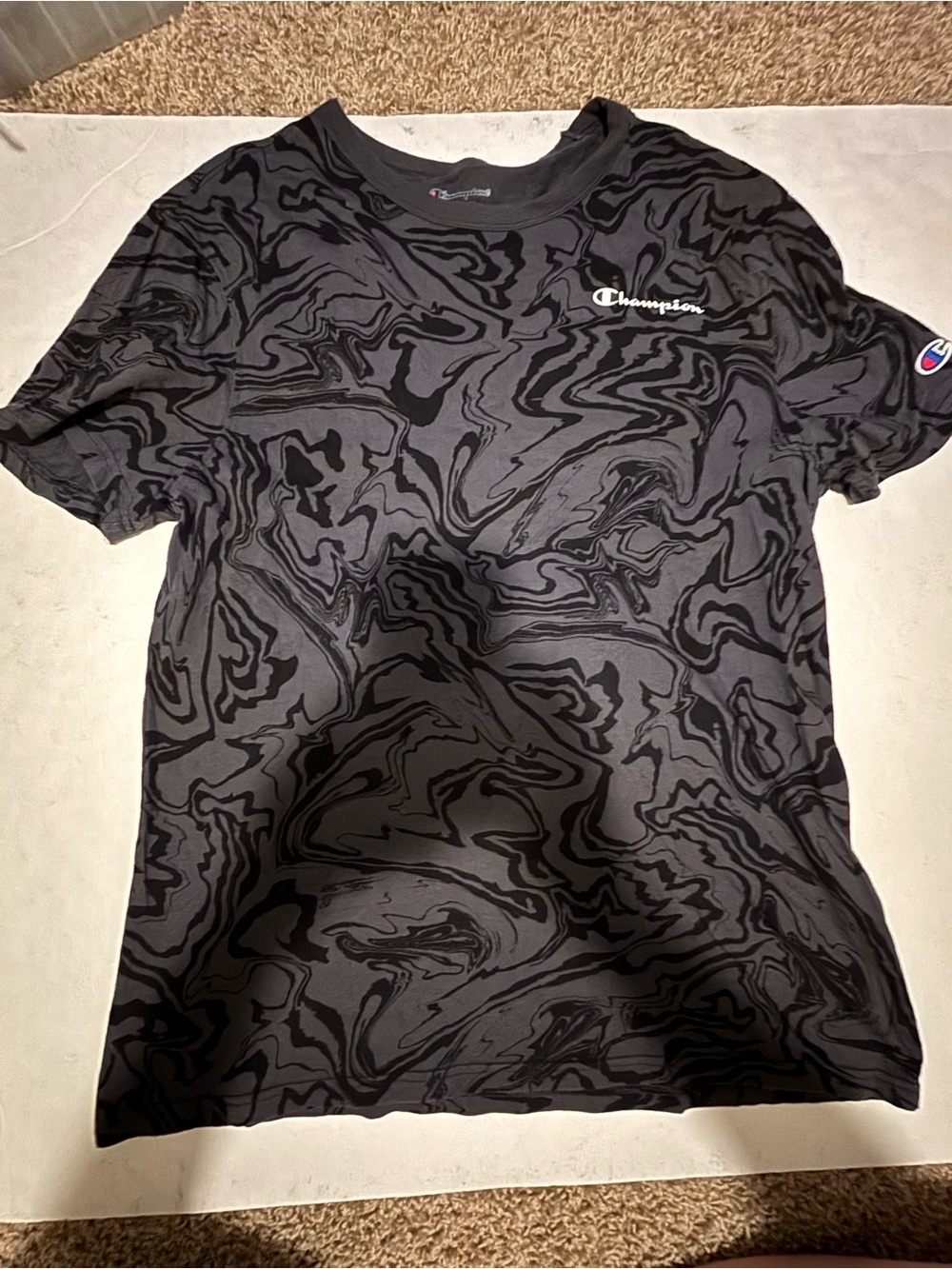 Champion Black Marbled Short Sleeve Graphic Tee